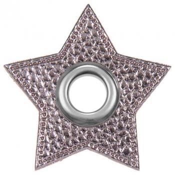 Ösen-Patches Sternform Breite 48 mm ,Höhe 48 mm , Ø 10 mm,  Silbergrau Metallic